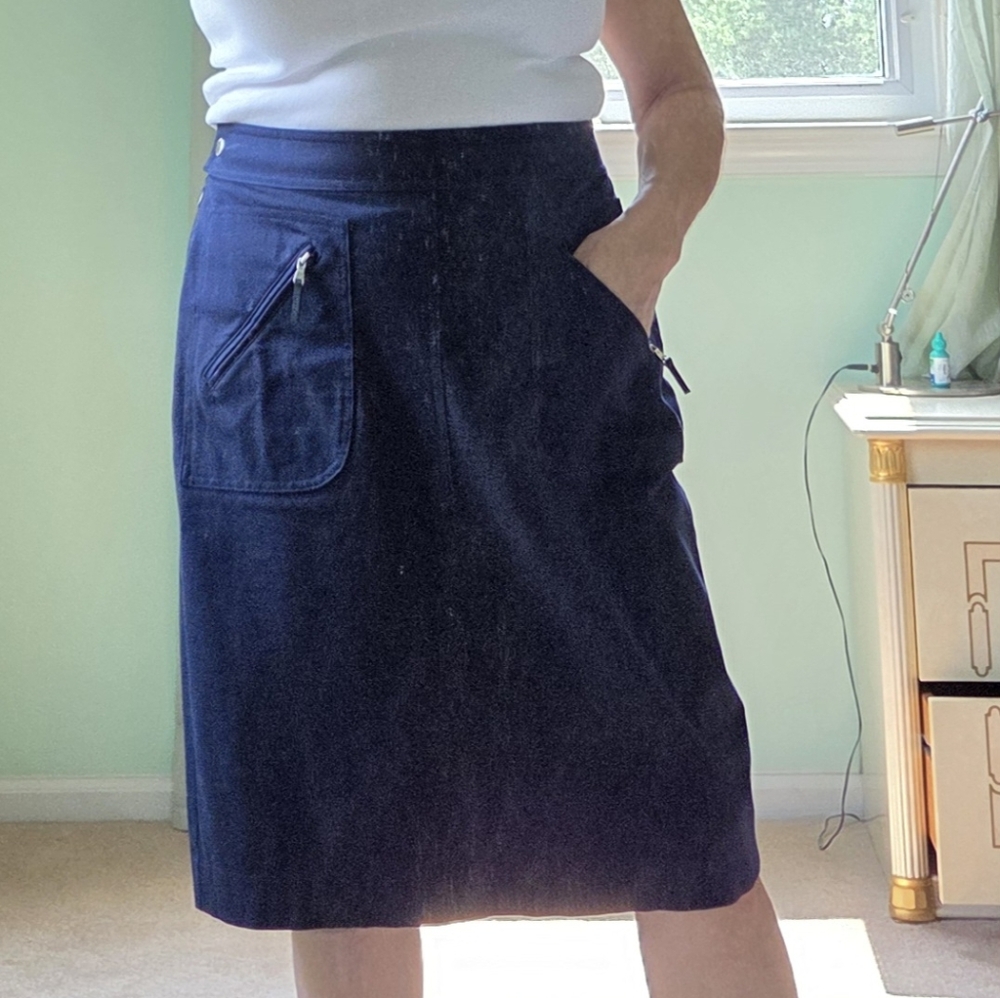 Lauren Ralph Lauren navy Blue Midi Pencil Skirt